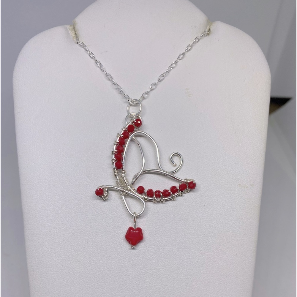 Handmade wire butterfly necklace